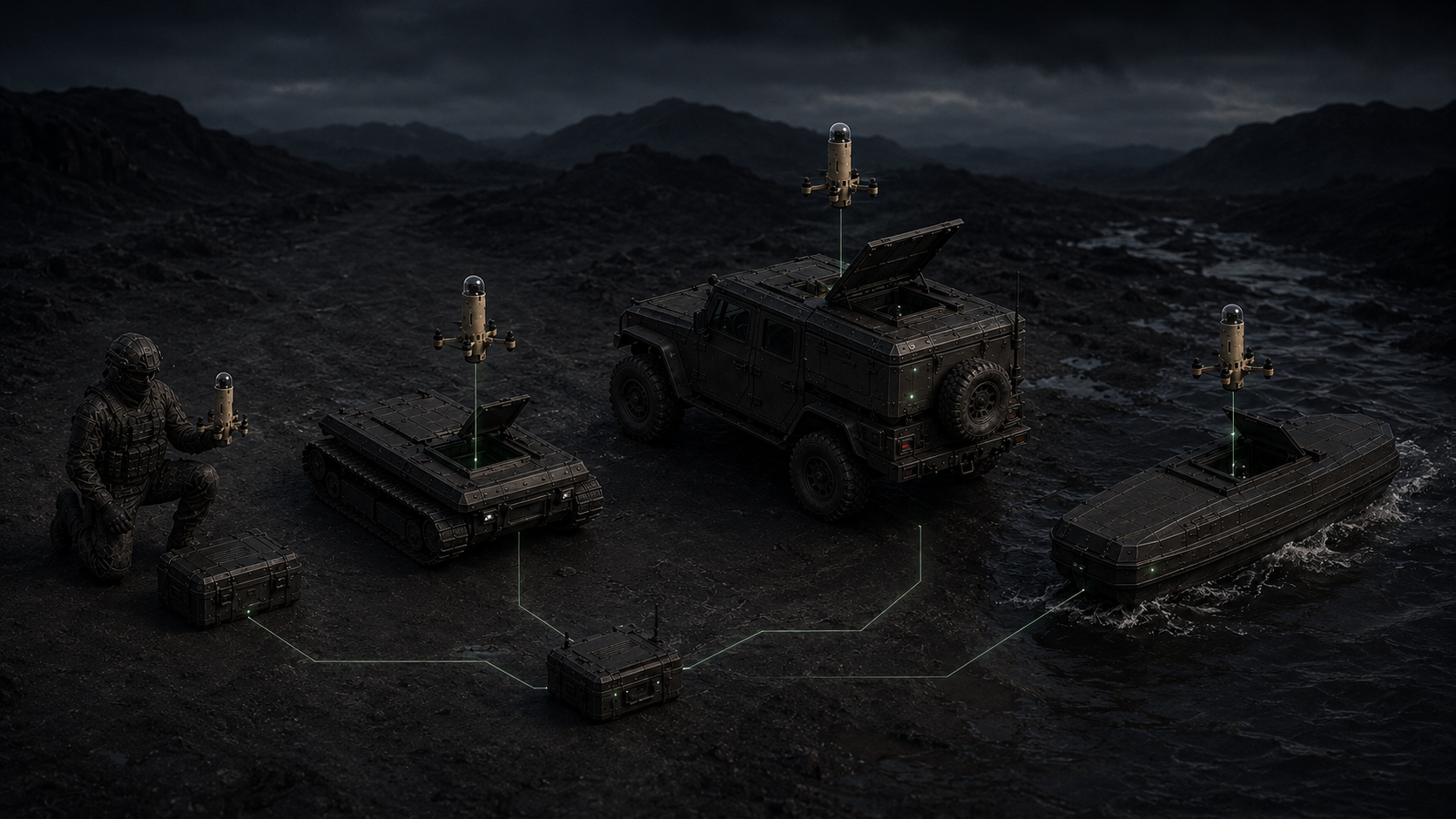 HAYORE man-portable tactical drone carried by infantry soldier — compact deployment kit