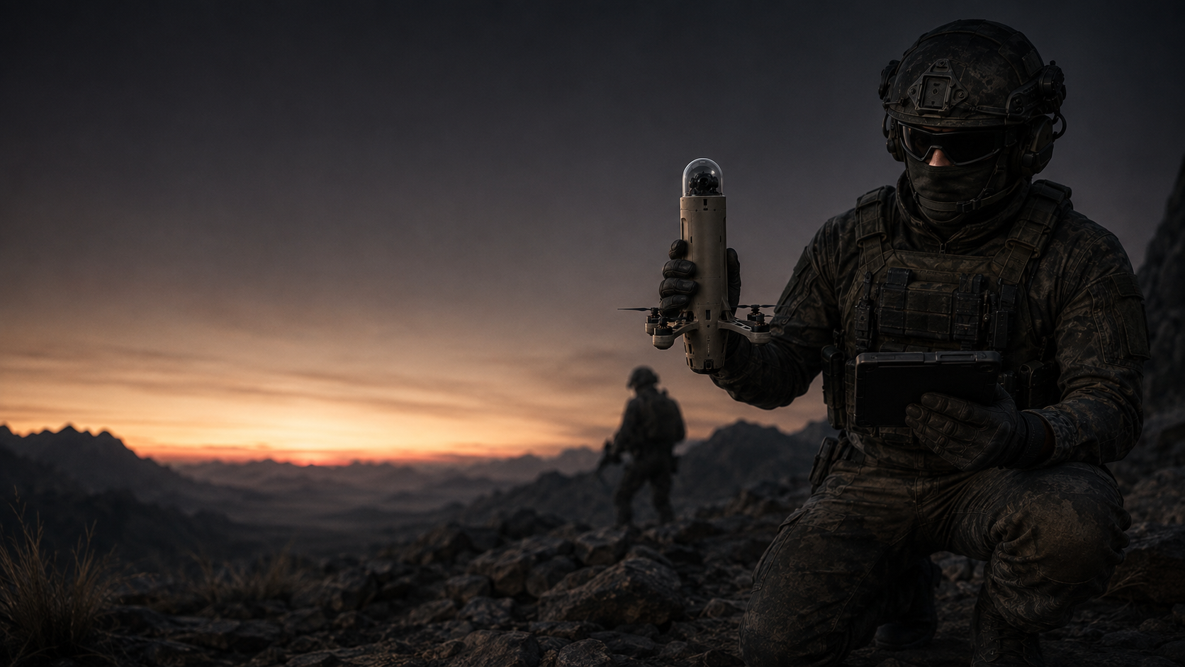 HAYORE tactical drone deployed in field — man-portable VTOL system for infantry ISR